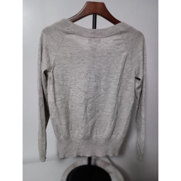 BANANA REPUBLIC:  Grey Merino Wool Blend Crew-Neck Sweater, Woman Size XL - Picture 2 of 5